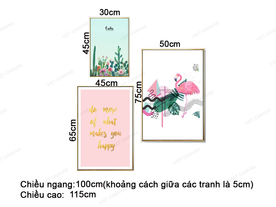 Bộ 3 Tranh Quotes, Xương Rồng Và Hồng Hạc - VZ022.2