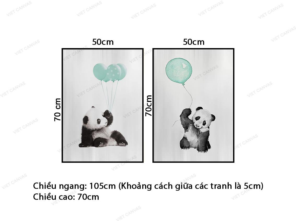 Bộ 2 Tranh Gấu Trúc Với Bóng Bay - VY007.2