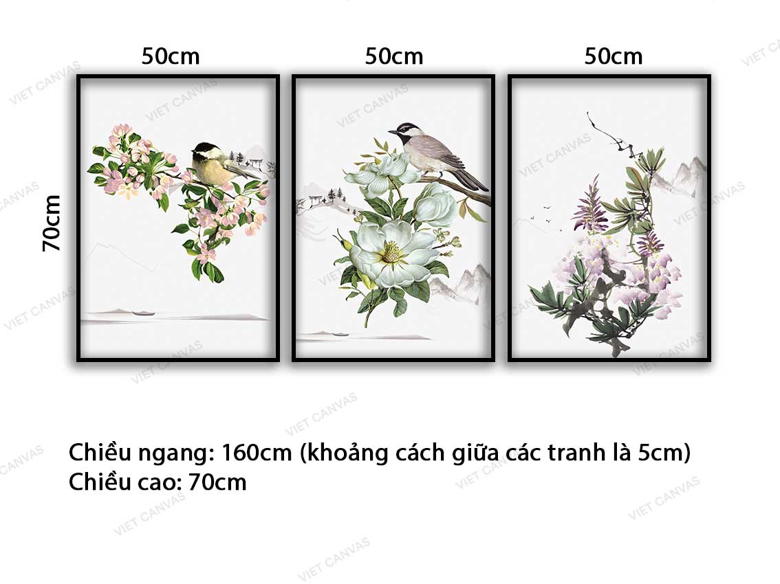 Bộ 3 Tranh Những Chú Chim Mùa Xuân - VC780