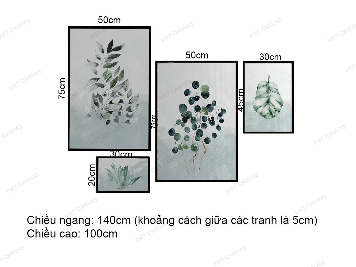 Bộ 4 Tranh Cây Lá Thiên Nhiên Tươi Đẹp - VZ223.2