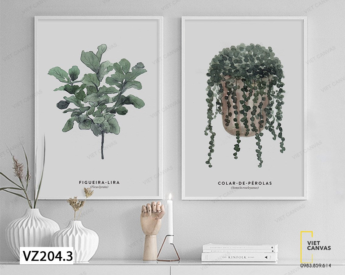 Bộ 2 Tranh Lá Cây Xanh - VZ204.3