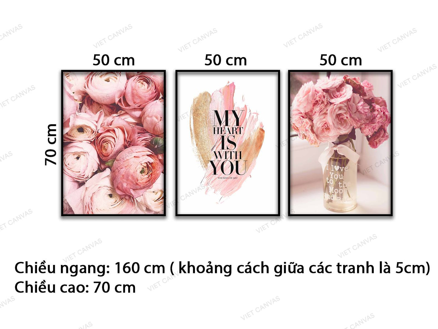 Bộ 3 Tranh My Heart Is With You - VD186