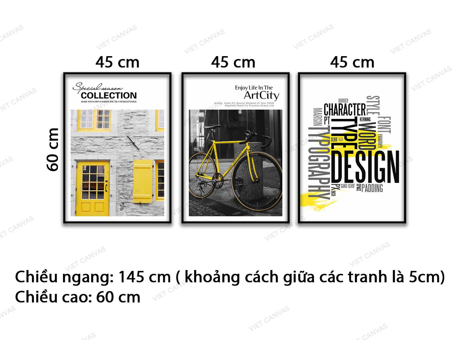 Bộ 3 Tranh Chiếc Xe, Khung Cửa Sổ Và Quotes - VD178