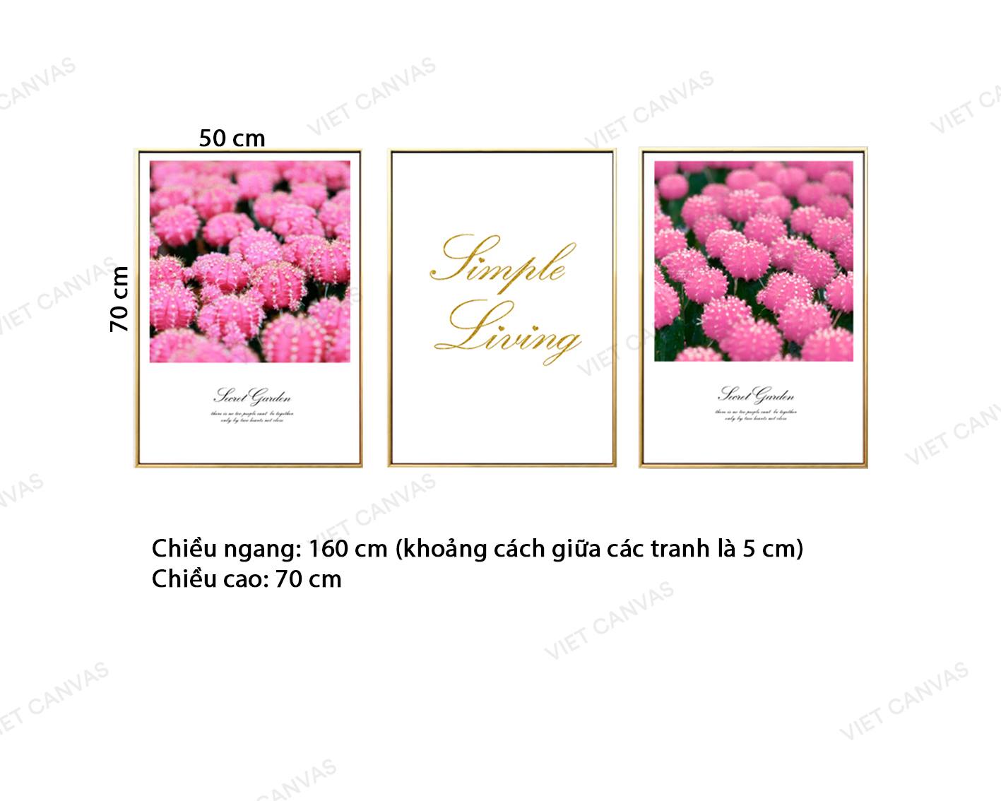 Bộ 3 Tranh Vườn Hoa Nở Và Quotes - VZ610.2