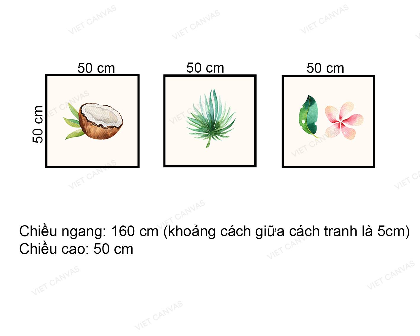 Bộ 3 Tranh Lá Xanh Và Trái Cây - VZ612.1