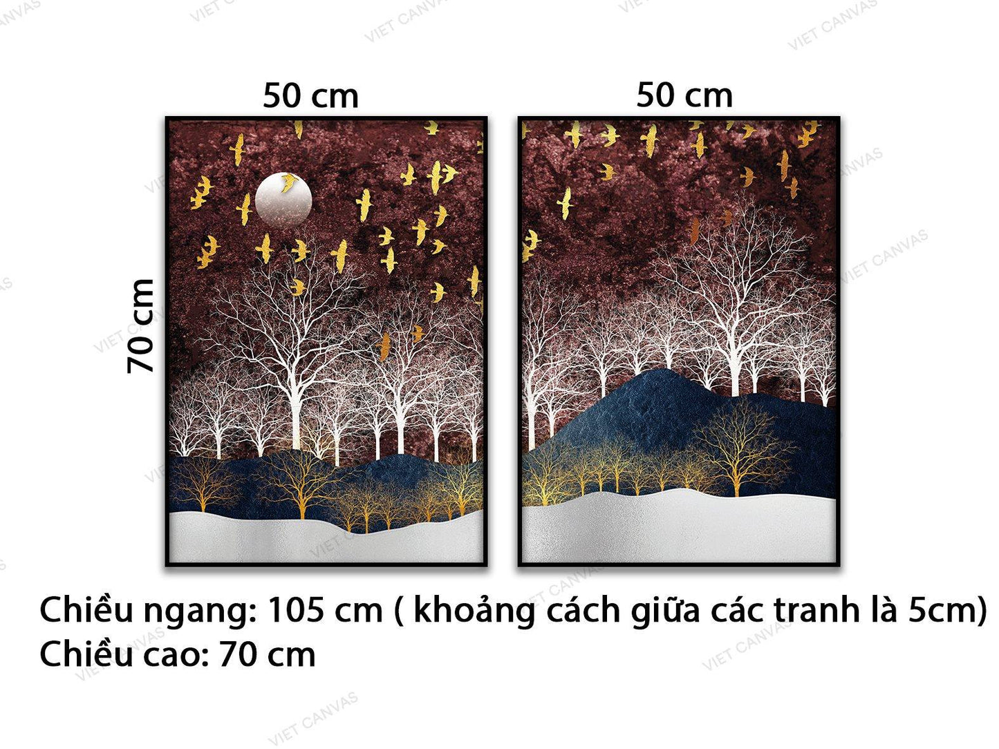 Bộ 2 Tranh Cánh Chim Vàng Trên Rừng Đỏ - VD270