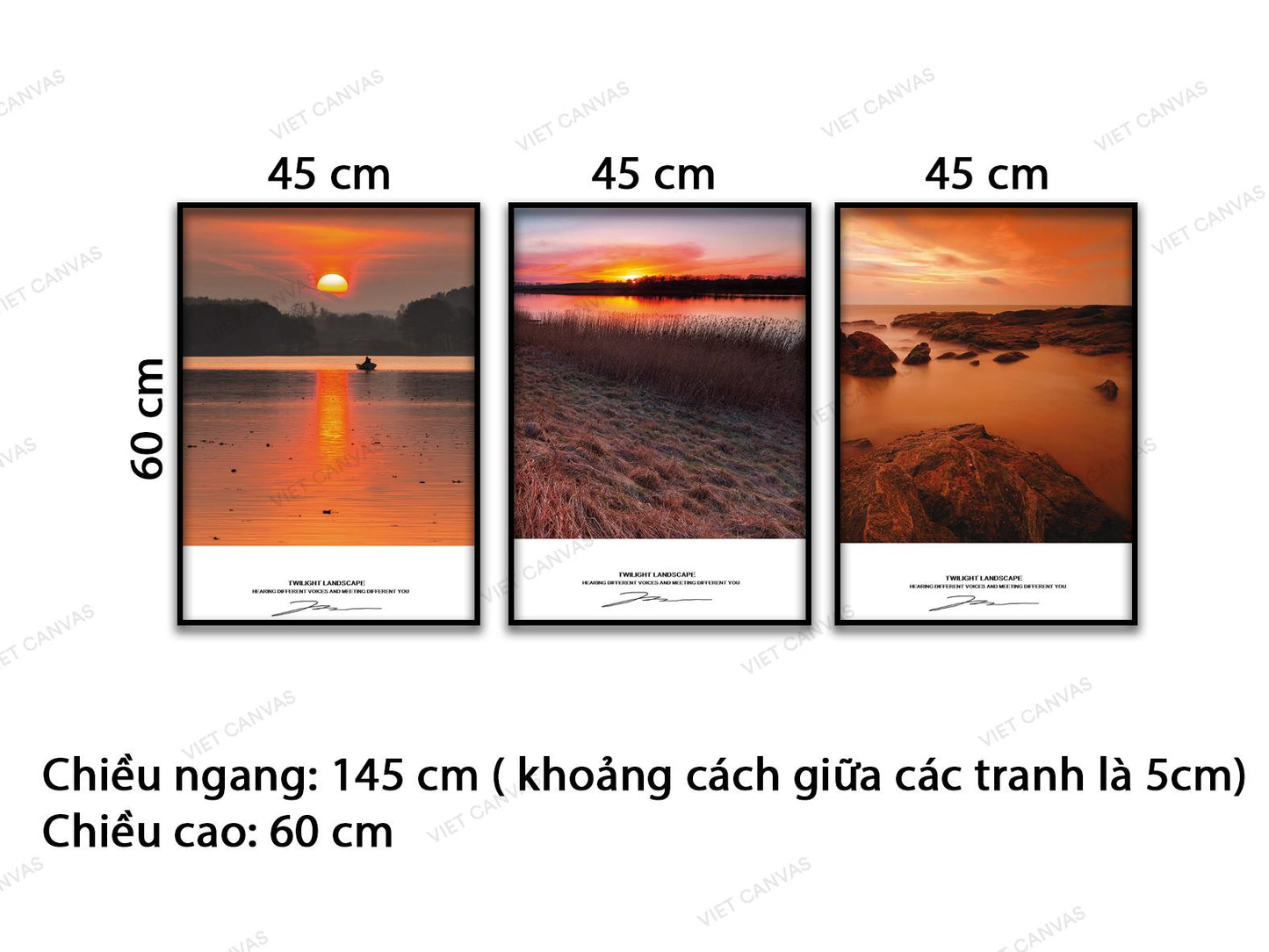 Bộ 3 Tranh Hoàng Hôn Chiều Tà - VD381