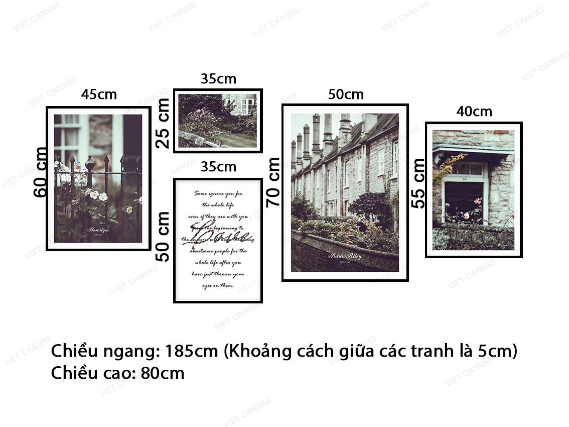 Bộ 5 Tranh Khung Cảnh Quanh Nhà Và Quotes - VZ987.2