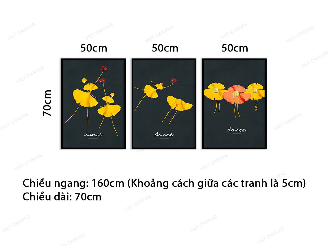 Bộ 3 Tranh Hoa Nhảy Múa - VD306