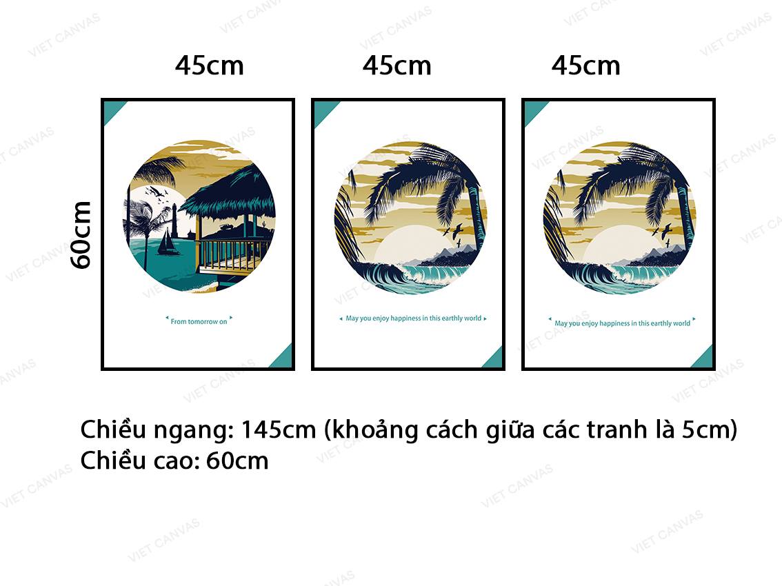 Bộ 3 Tranh Cảnh Biển Chiều Hoàng Hôn - VC785