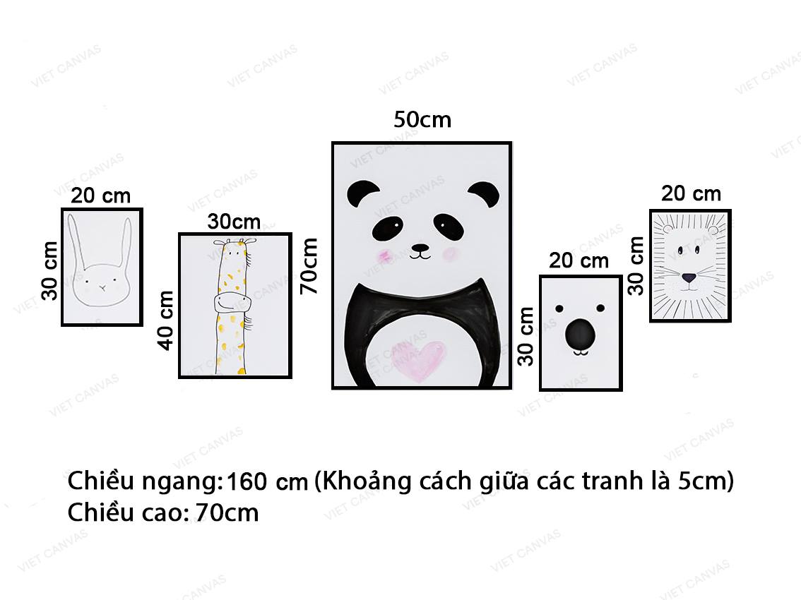 Bộ 5 Tranh Gấu Trúc Và Những Người Bạn - VY008.1