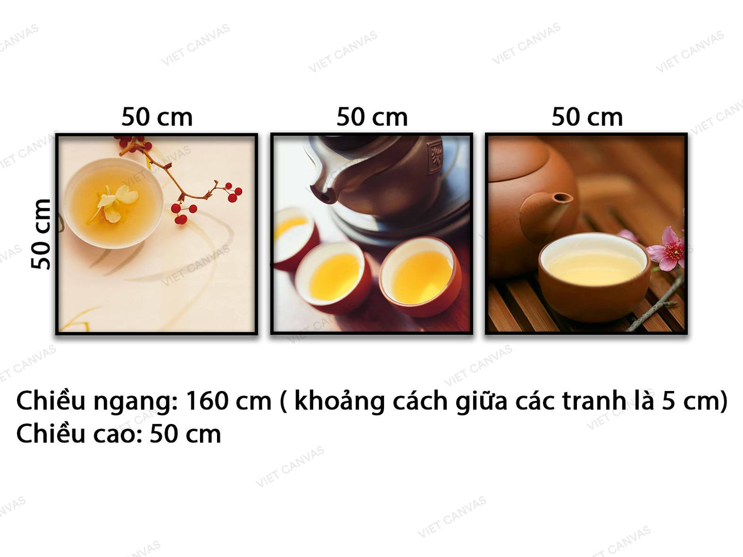 Bộ 3 Tranh Ấm Trà Xanh - VD180