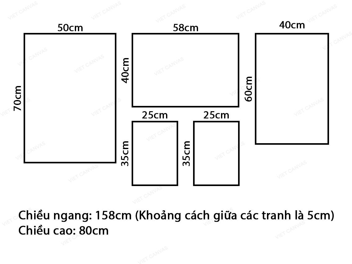 Bộ 5 Tranh Vườn Hoa Và Quotes - VZ937.1