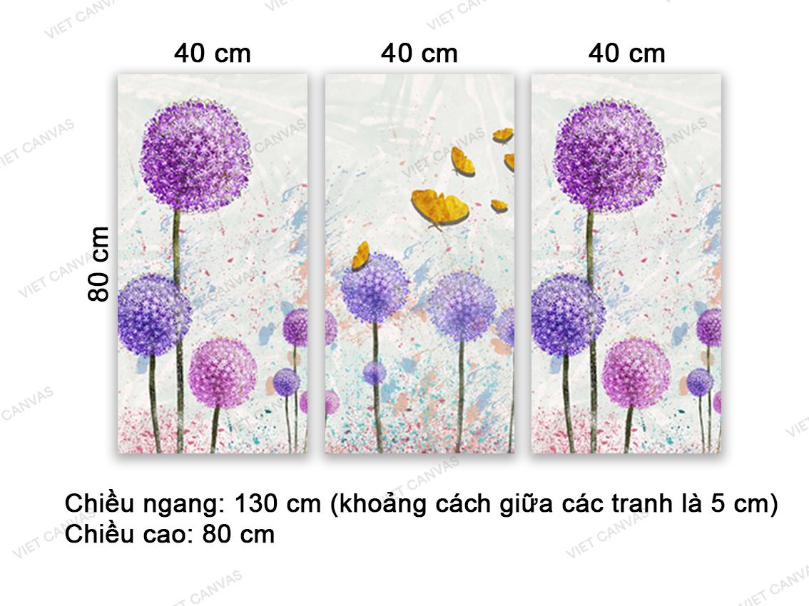 Bộ 3 Tranh Bồ Công Anh Tím - VD055