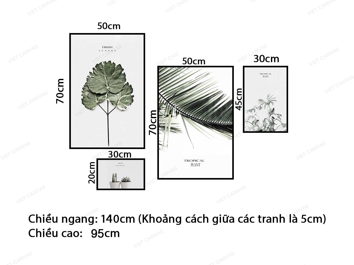 Bộ 4 Tranh Cành Lá Cây Xanh - VY043.2