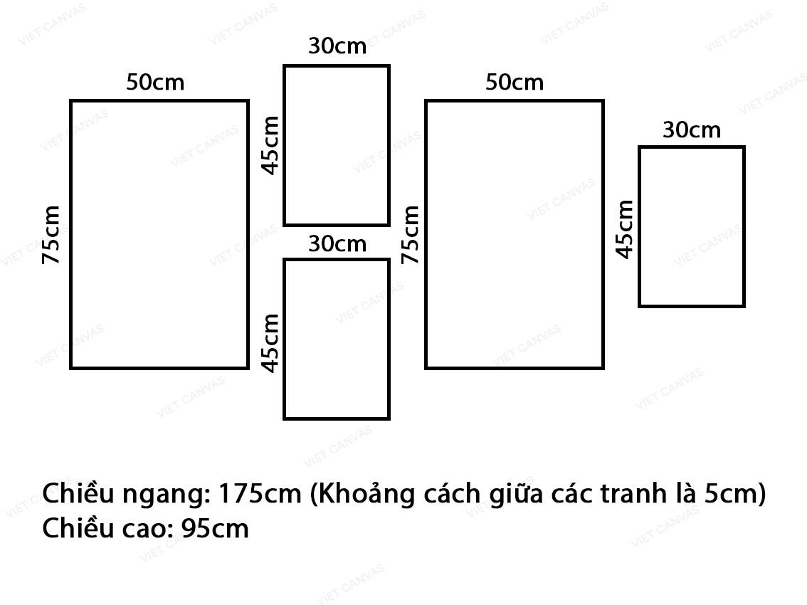 Bộ 5 Tranh Cô Gái Và Lá Cây Xanh - VK019.1