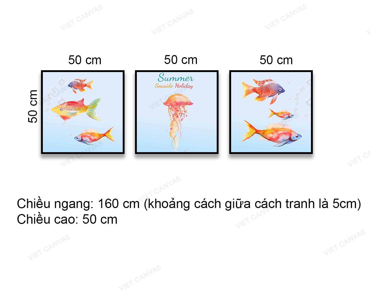 Bộ 3 Tranh Đàn Cá Bơi Lội - VC838