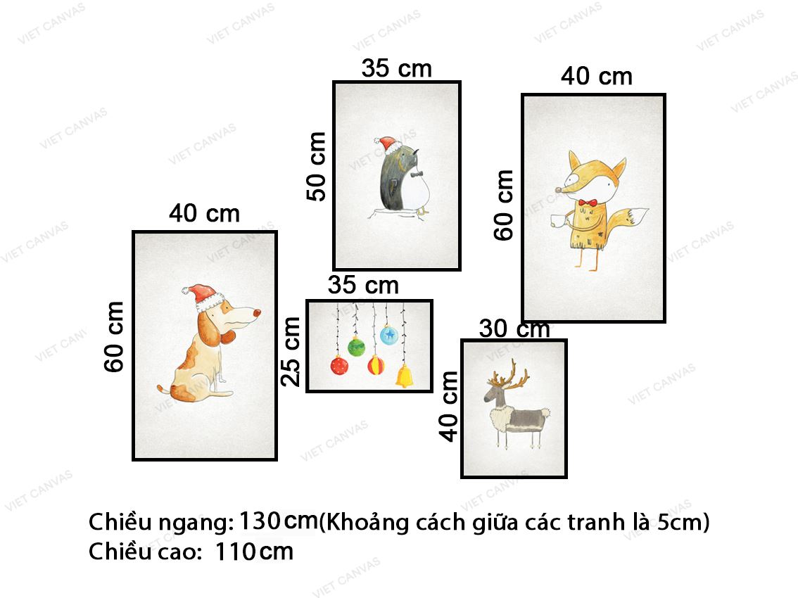 Bộ 5 Tranh Động Vật Vui Nhộn - VY005.2