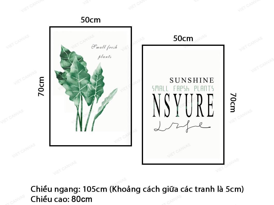 Bộ 2 Tranh Lá Cây Và Quotes - VY048.4