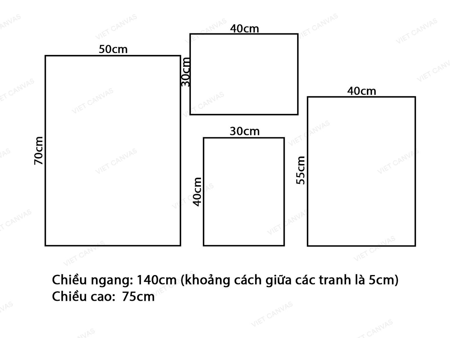 Bộ 4 Tranh Khu Phố, Lá Cây Và Quotes - VK181.1