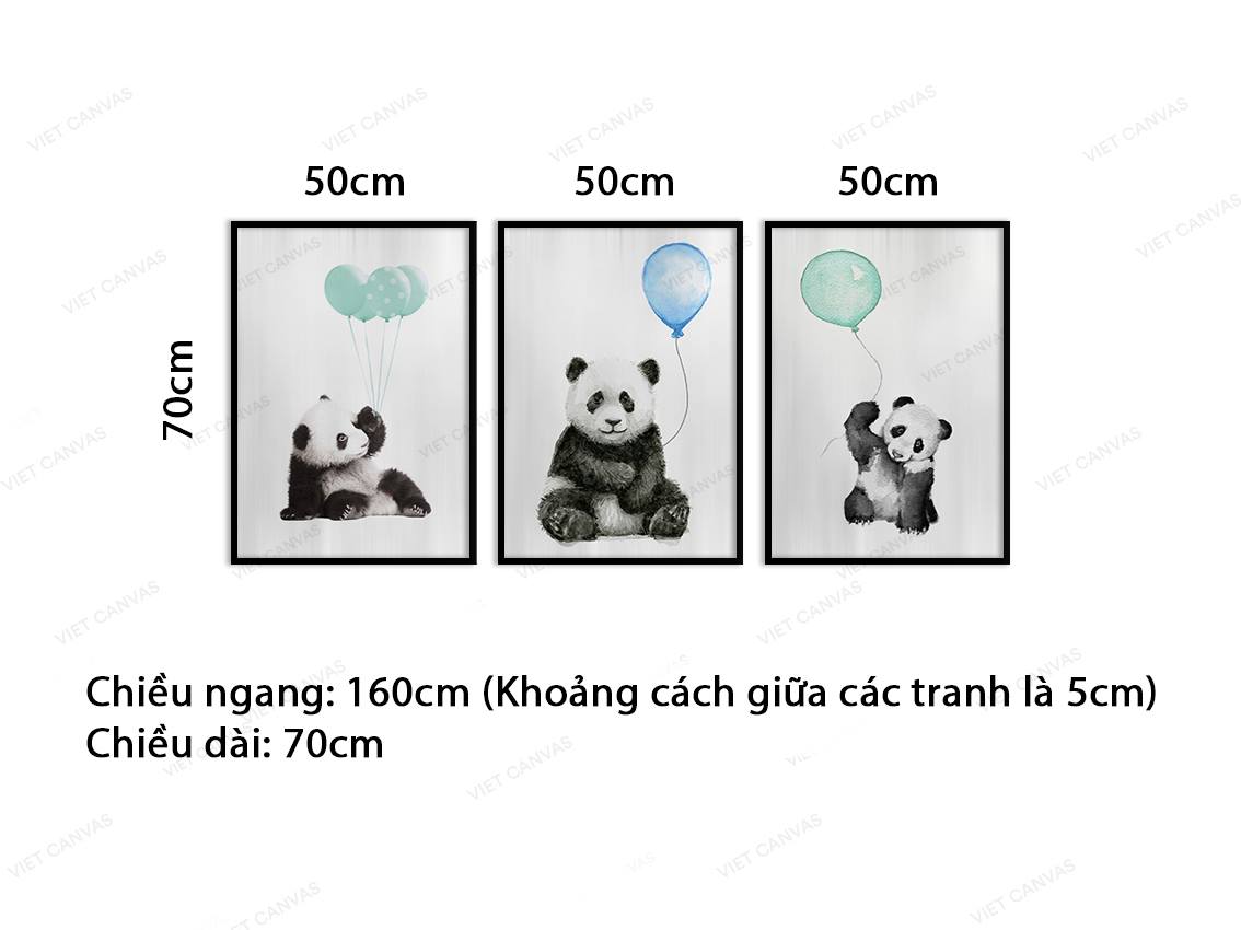 Bộ 3 Tranh Bé Gấu Trúc Tinh Nghịch - VY007.1