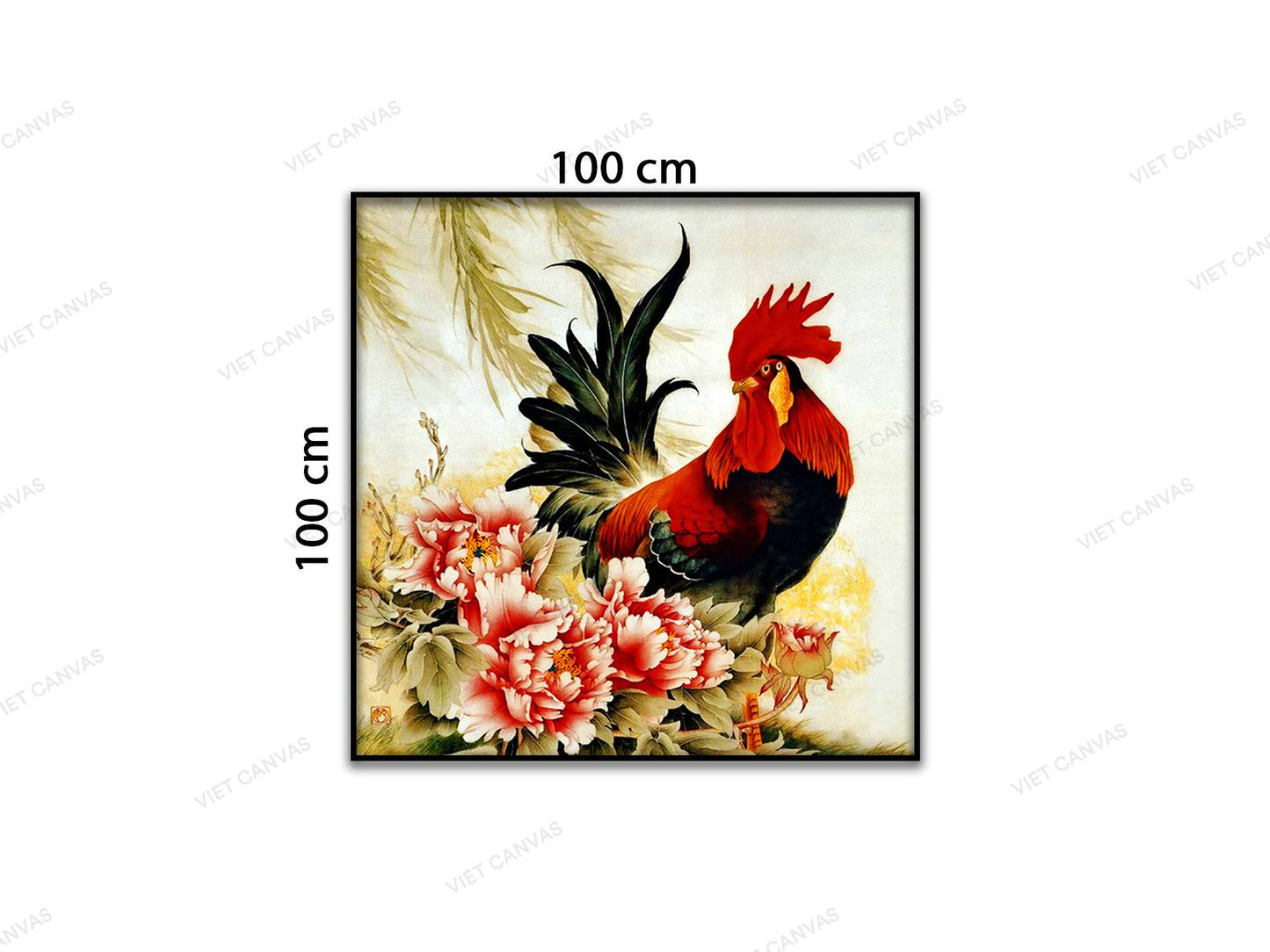 Tranh Gà Trống Và Hoa Mào Gà - VD128