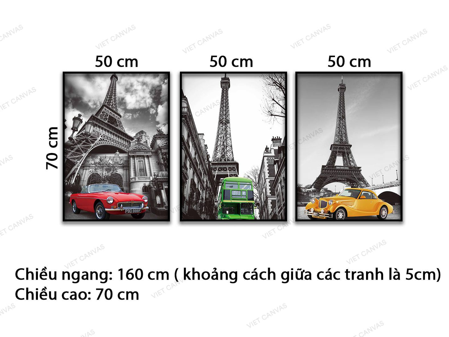 Bộ 3 Tranh Tháp Eiffel - VD125