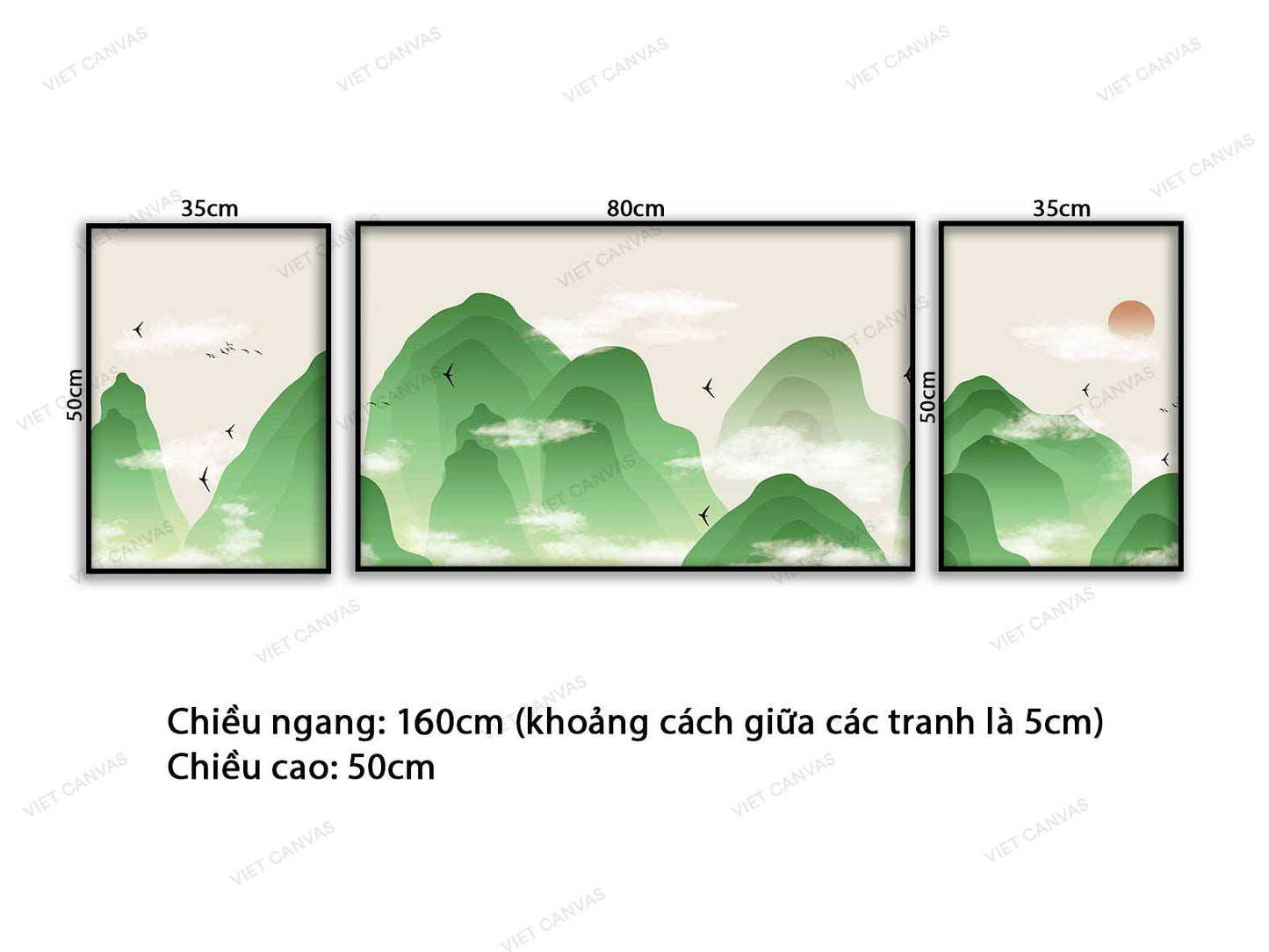 Bộ 3 Tranh Núi Non Trập Trùng - VC801