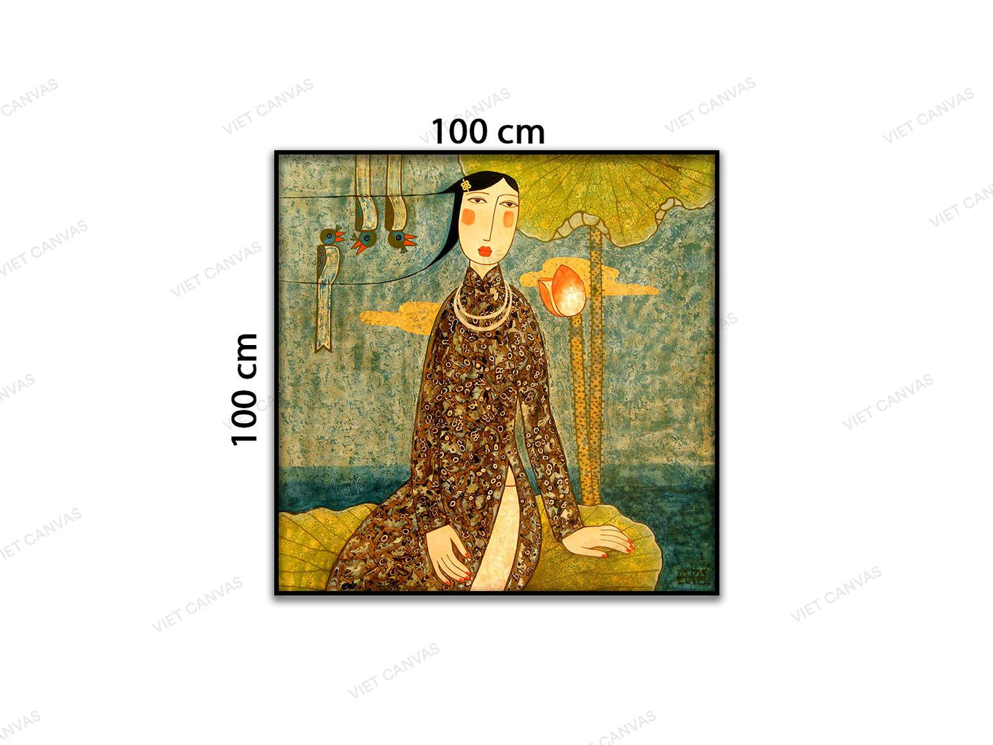 Tranh Cô Gái Bên Đài Sen - VD203