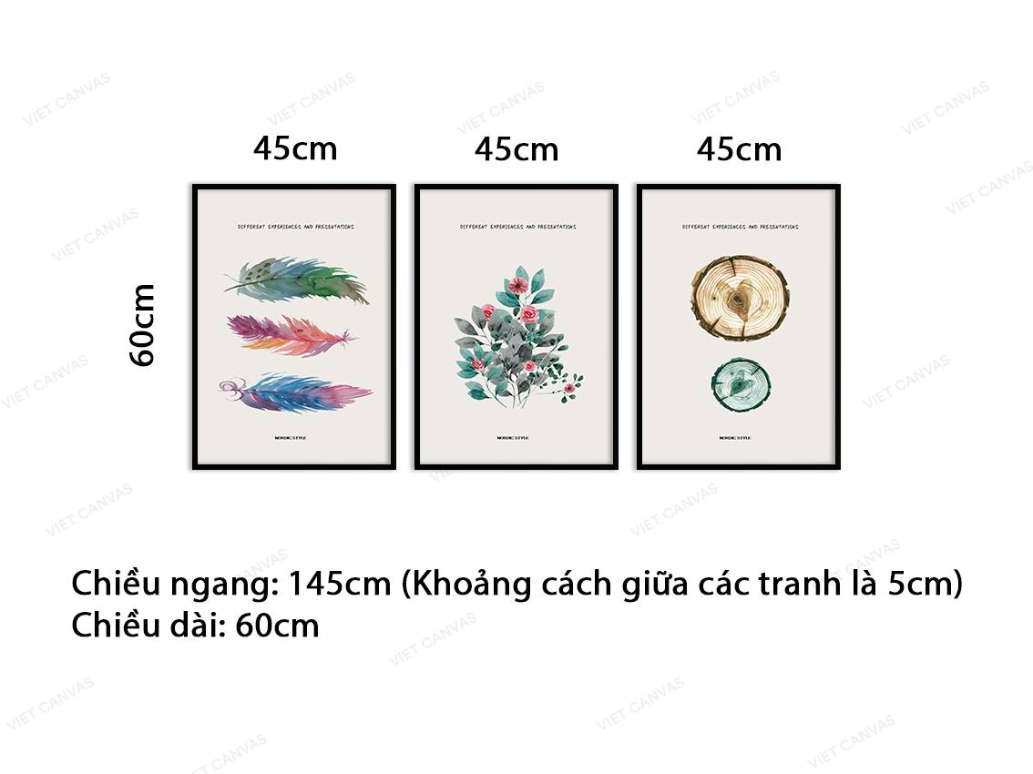 Bộ 3 Tranh Hoa Lá Đơn Giản - VD317