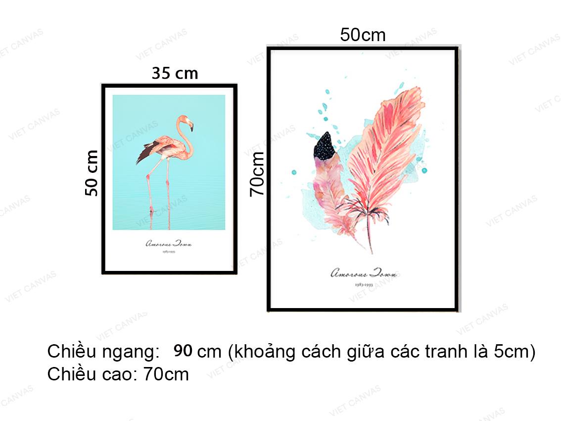 Bộ 2 Tranh Con Hạc Và Lông Vũ - VZ051.5