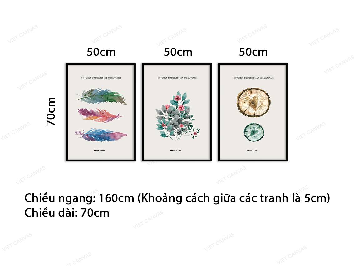 Bộ 3 Tranh Hoa Lá Đơn Giản - VD317