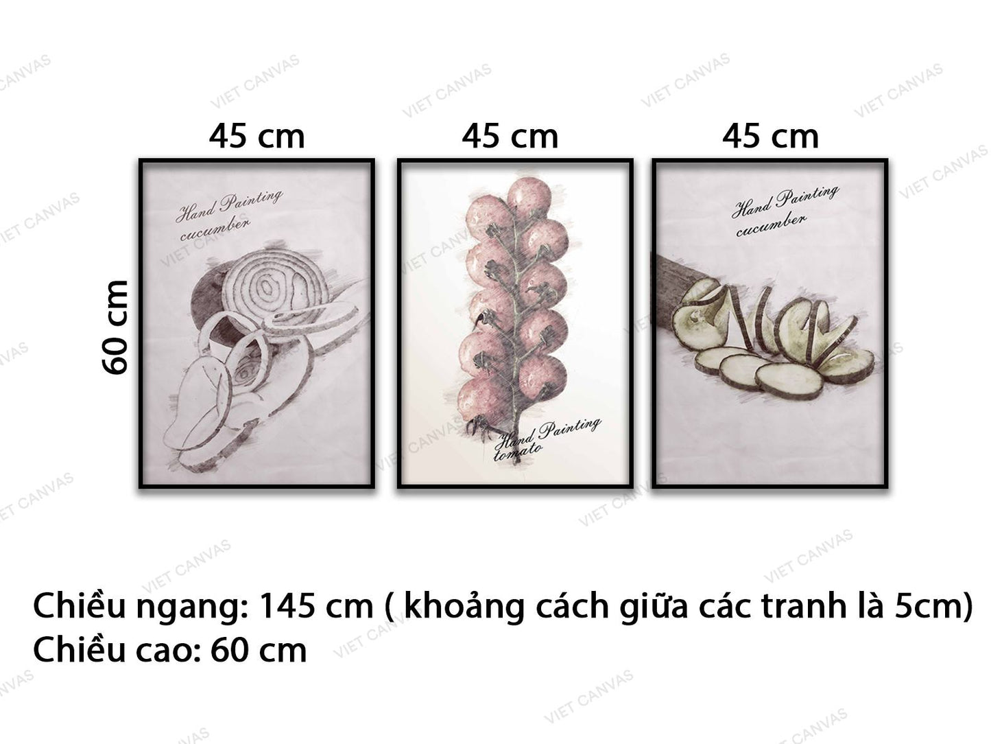 Bộ 3 Tranh Nhánh Cà Chua Và Thân Gỗ - VD244