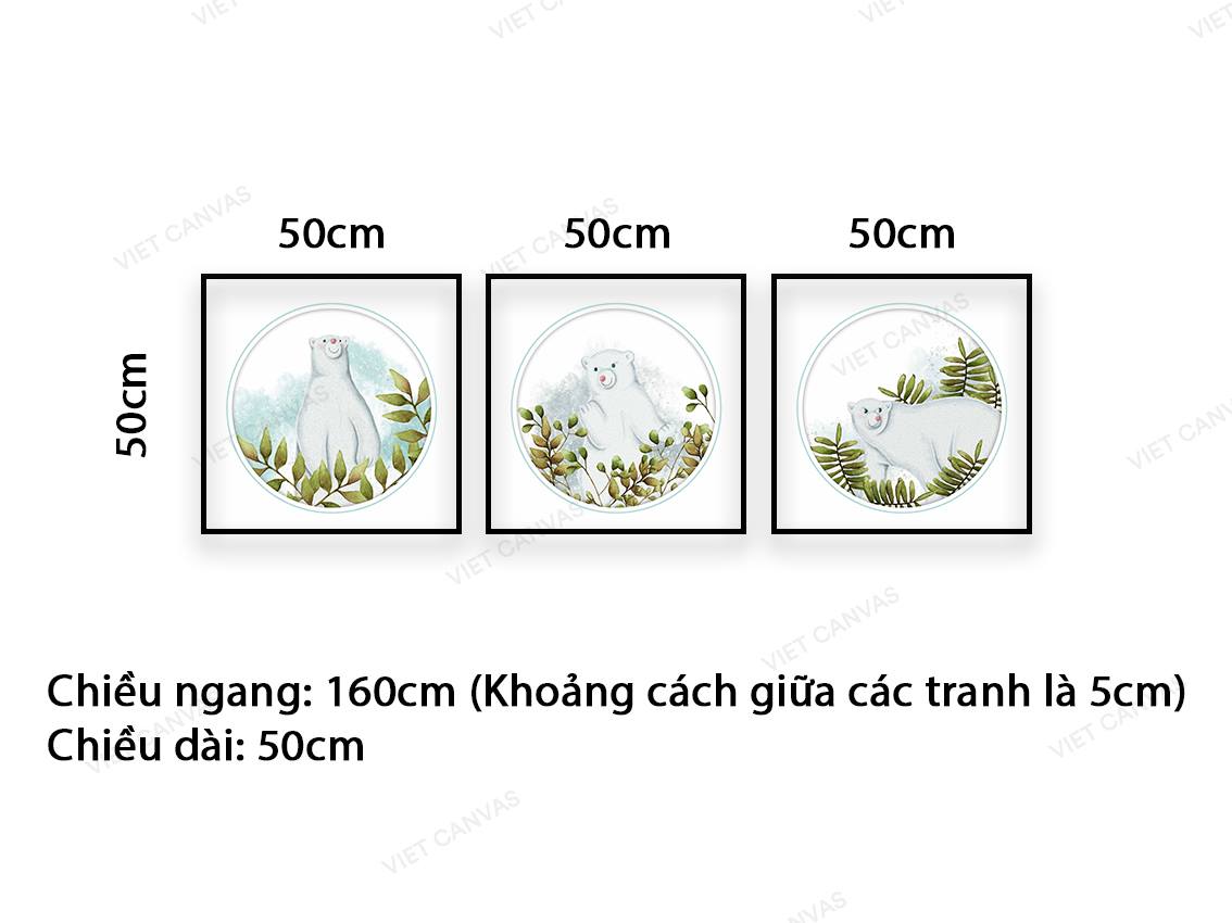 Bộ 3 Tranh Gấu Trắng Bắc Cực - VD316