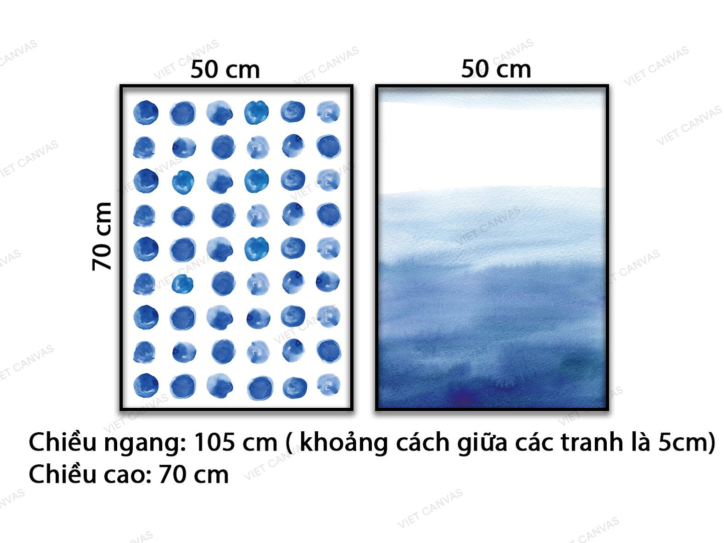 Bộ 2 Tranh Trừu Tượng Trắng Xanh - VC820