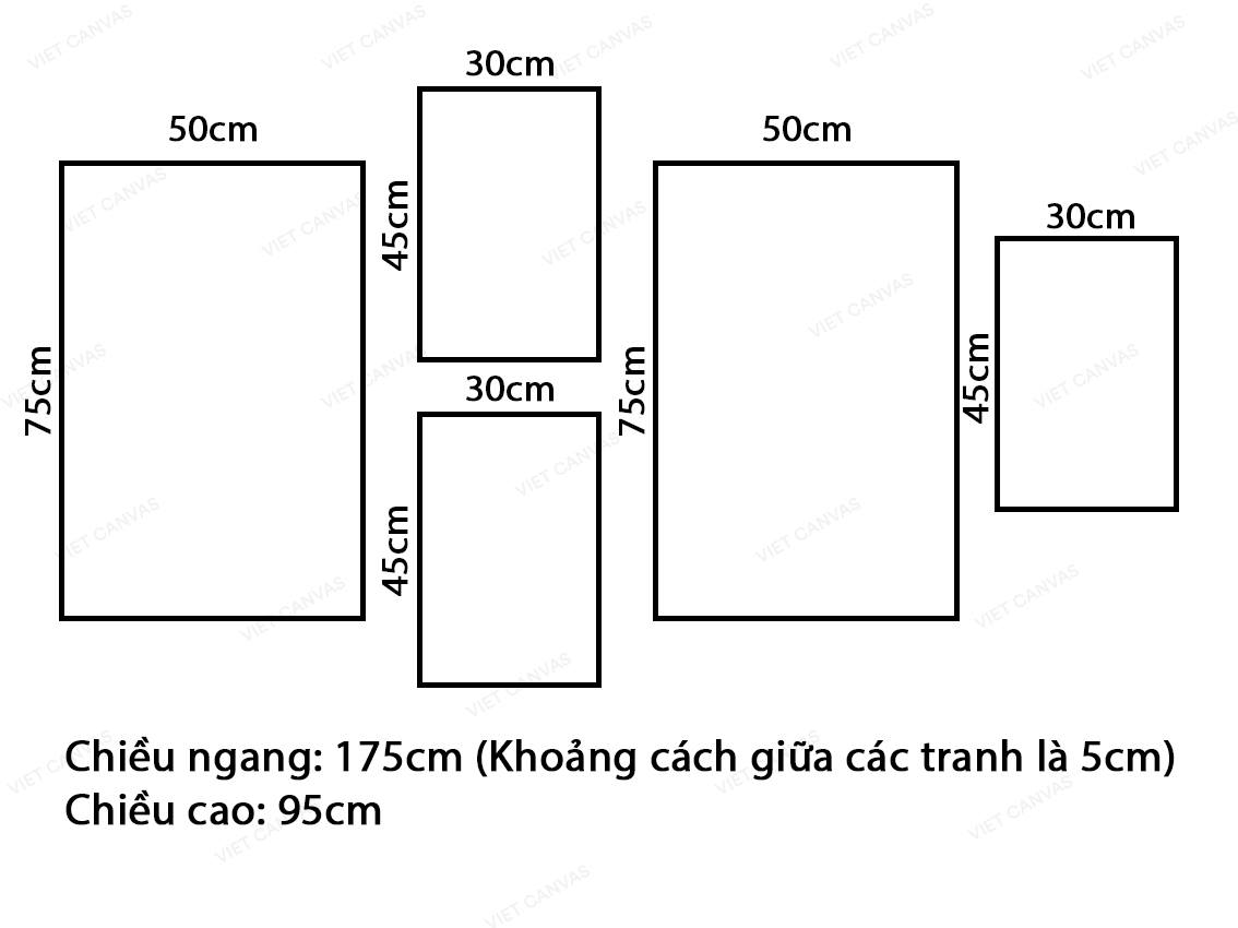 Bộ 5 Tranh Bãi Biển, Khung Cửa Sổ, Bức Tường Nhà, Cối Xay Gió Và Quotes - VK037.1