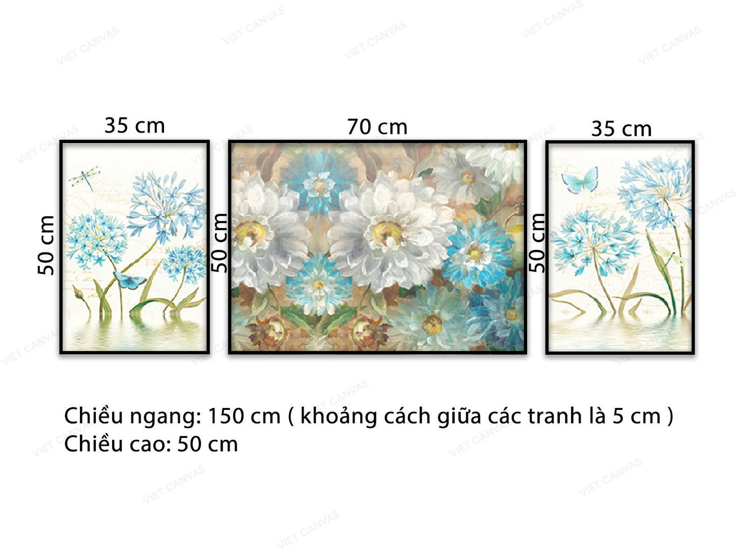 Bộ 3 Tranh Hoa Khoe Sắc - VZ056