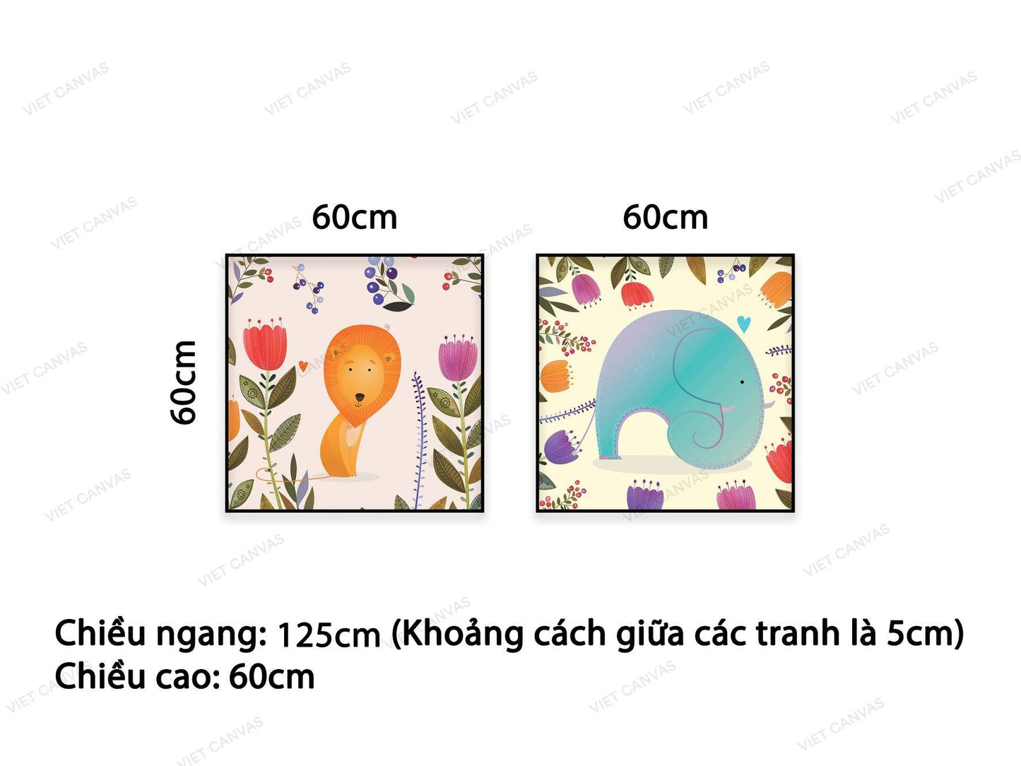 Bộ 2 Tranh Sư Tử Và Voi Xanh - VC774