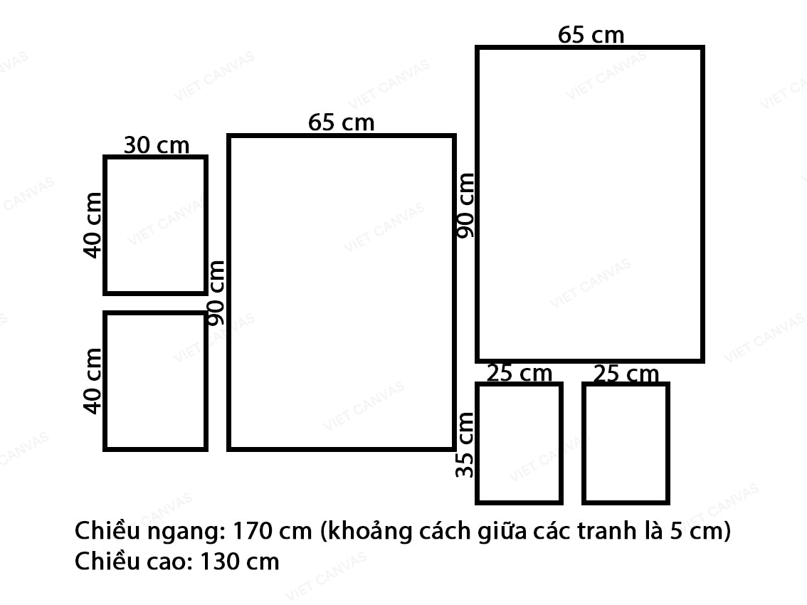 Bộ 6 Tranh Hươu, Hoa Và Kim Cương - VX370.2