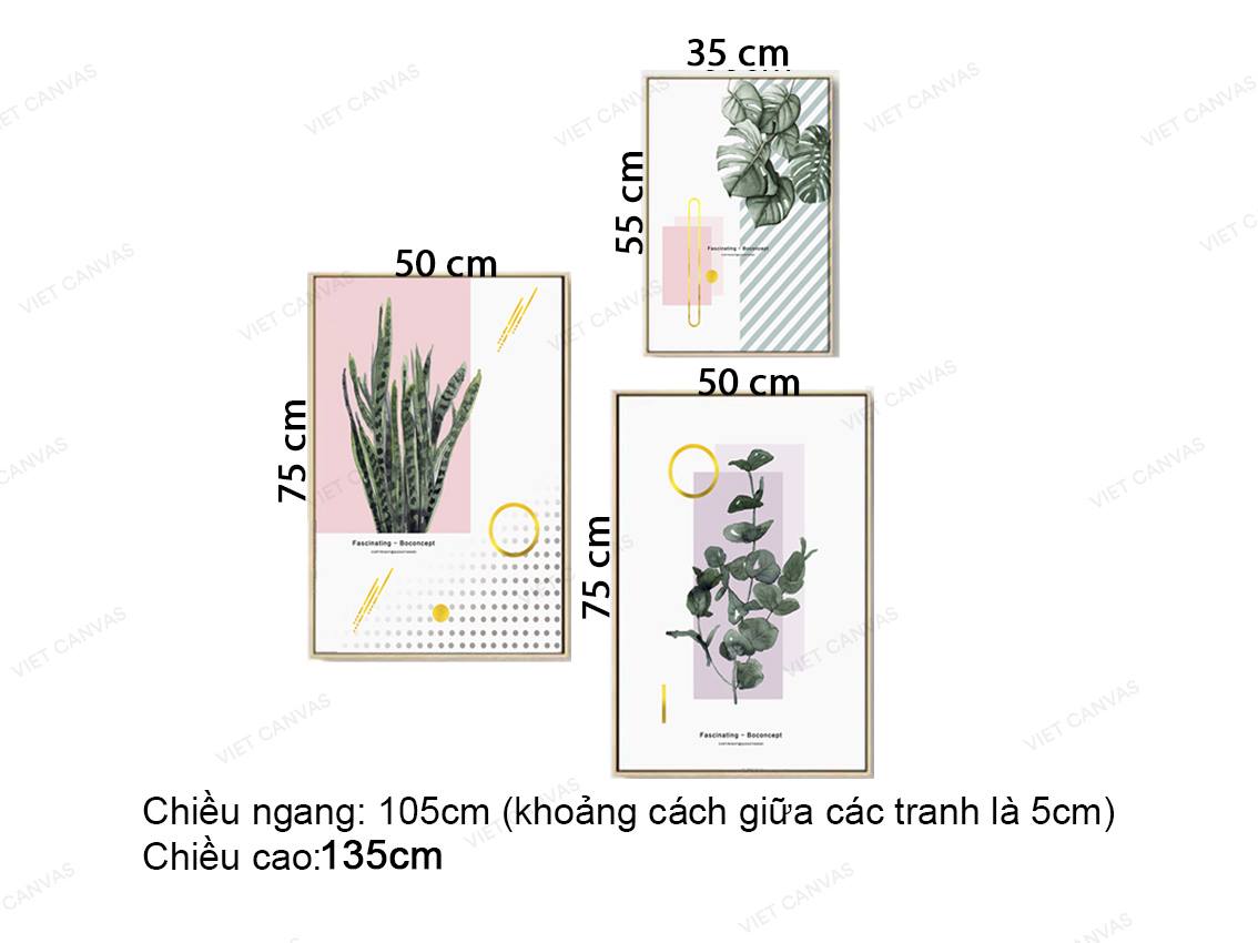 Bộ 3 Tranh Cây Và Lá Dễ Thương - VZ031.4