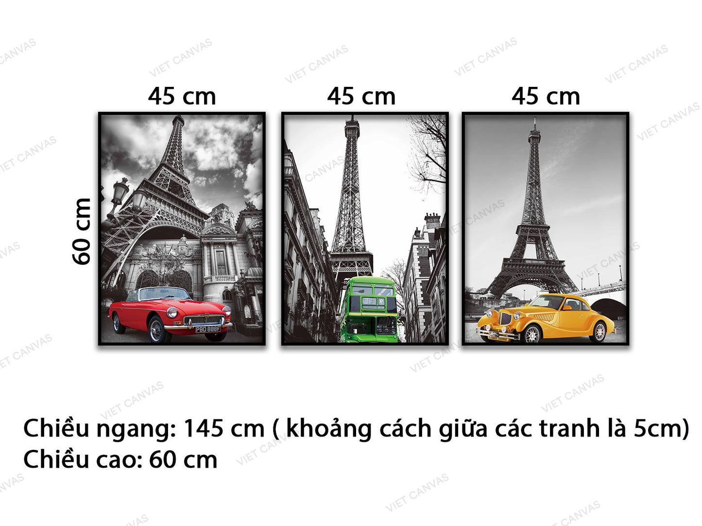 Bộ 3 Tranh Tháp Eiffel - VD125