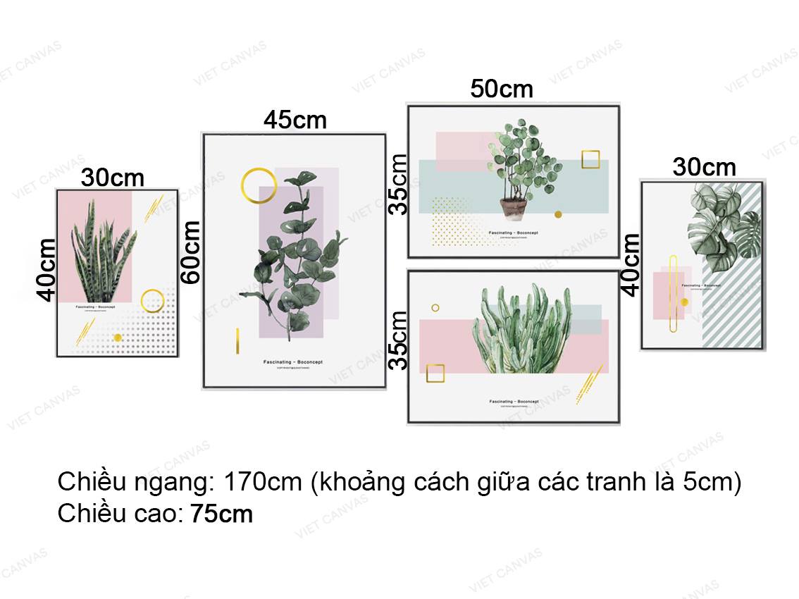 Bộ 5 Tranh Cây Và Lá - VZ031.1