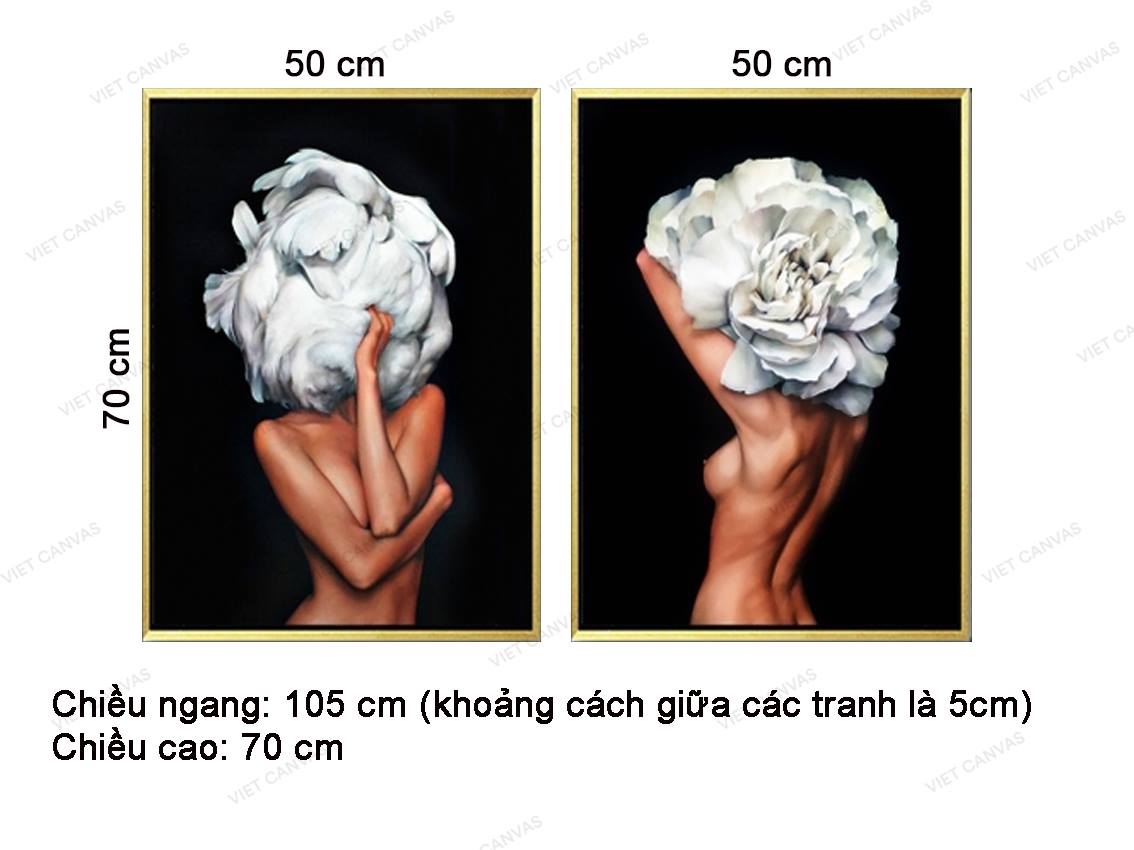 Bộ 2 Tranh Cô Gái Với Đóa Hoa - VZ276.1
