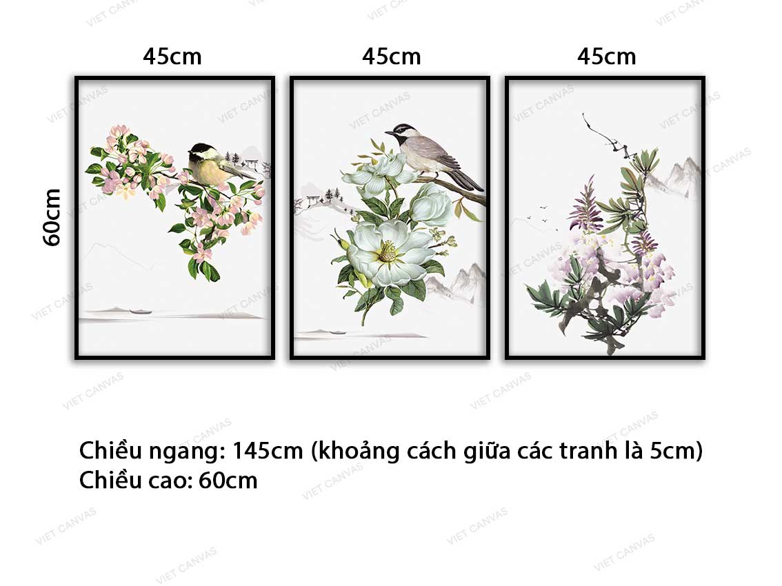 Bộ 3 Tranh Những Chú Chim Mùa Xuân - VC780