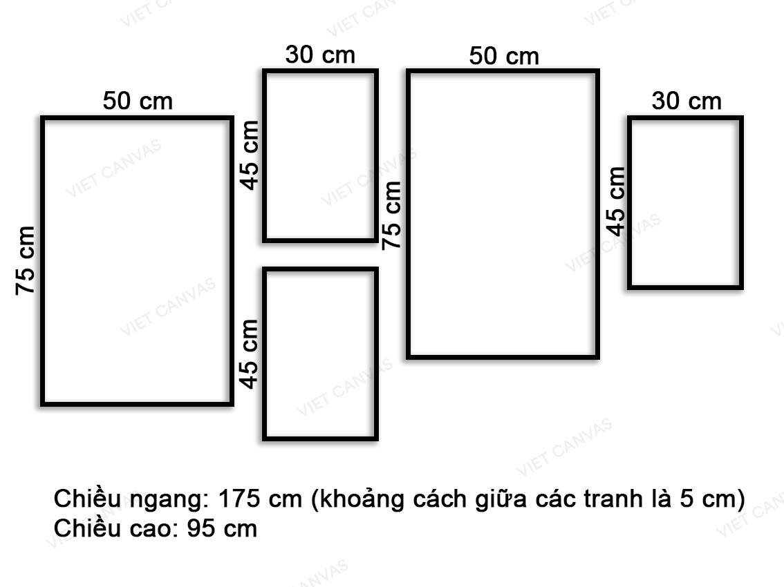 Bộ 5 Tranh Tháp Đồng Hồ, Vòng Quay, Bãi Biển Và Quotes - VK004.1