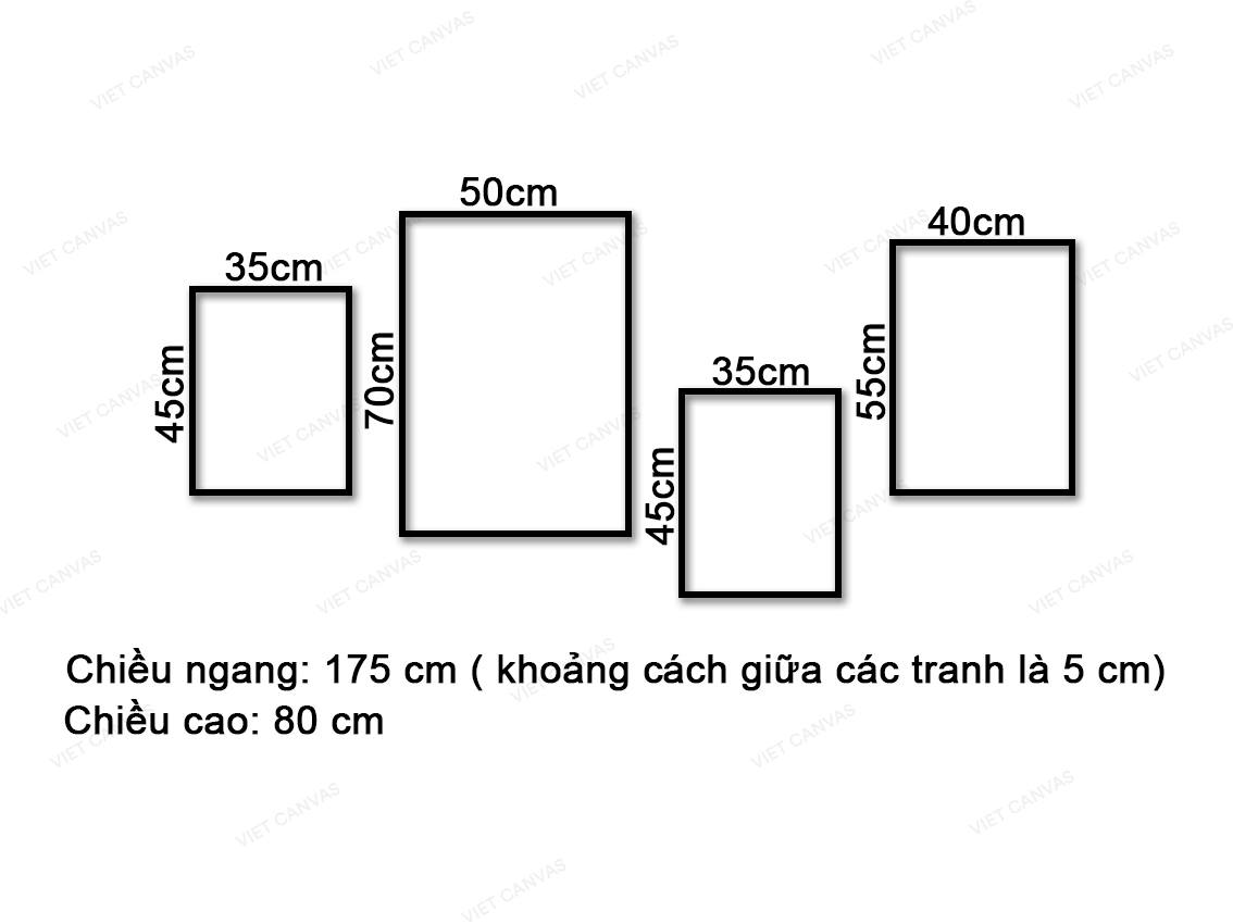 Bộ 4 Tranh Hươu, Đuôi Cá, Đồi Núi Và Quotes - VZ123.2