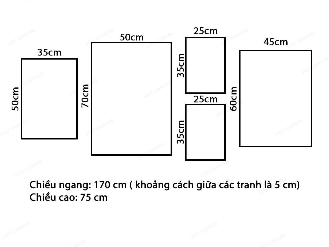 Bộ 5 Tranh Lá Cây Xanh Và Quotes - VY066.1