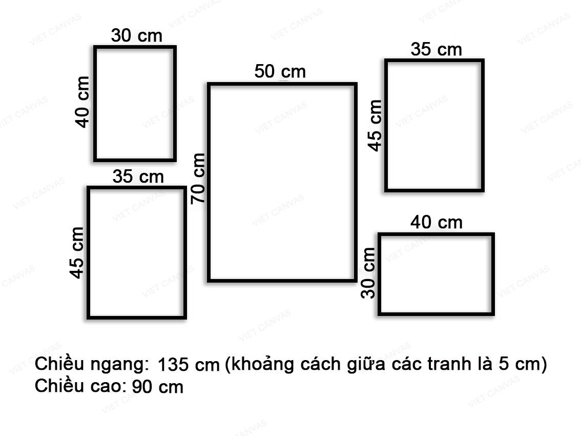 Bộ 5 Tranh Con Hươu Và Cặp Sừng Trong Khu Rừng - VZ144