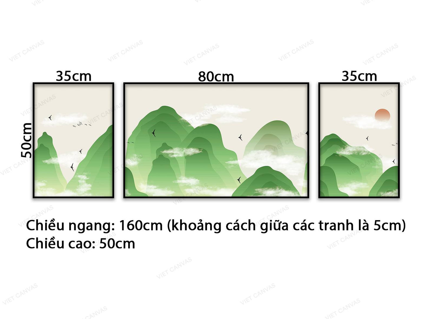 Bộ 3 Tranh Đồi Núi Xanh - VD428
