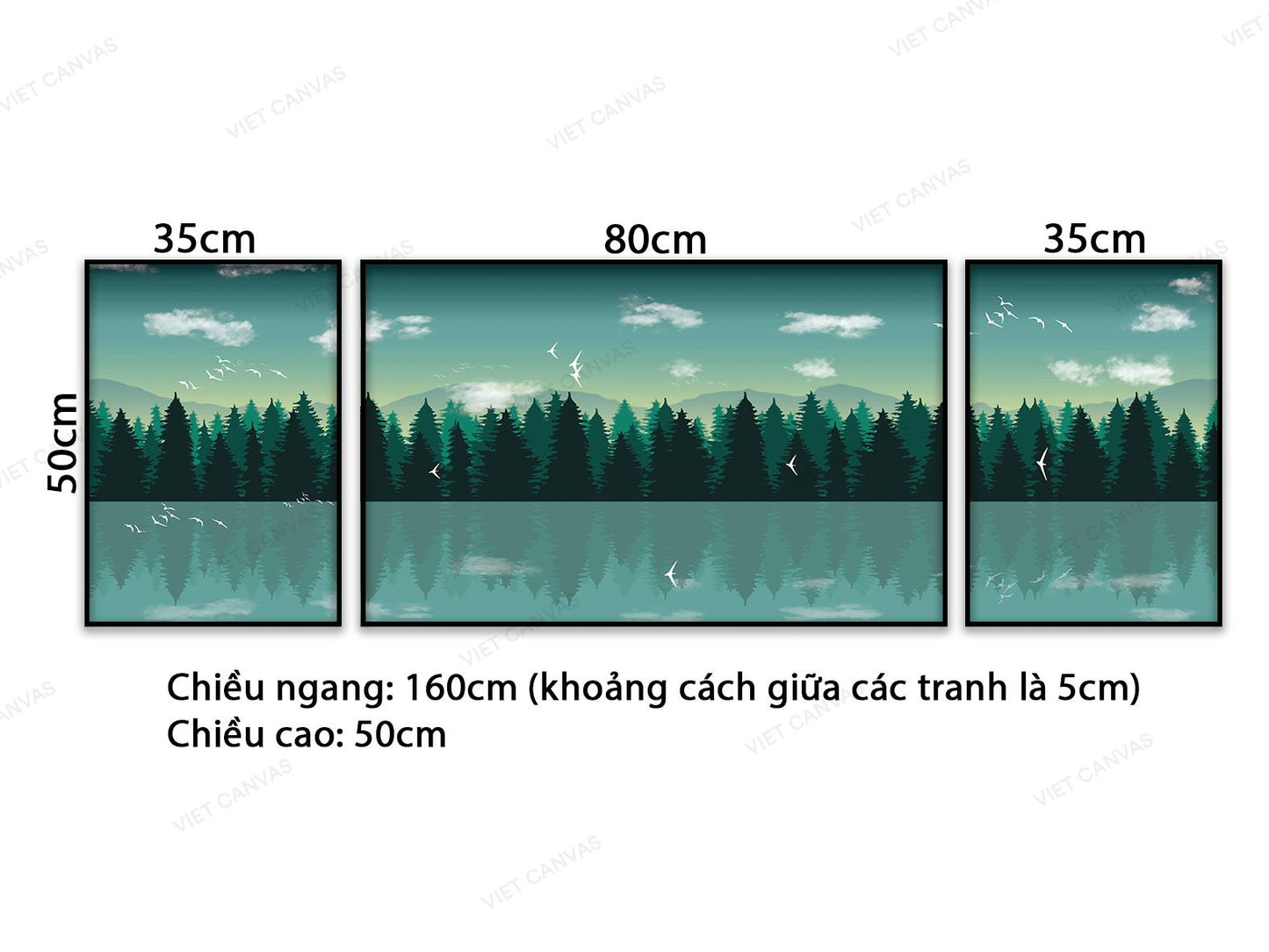 Bộ 3 Tranh Rừng Thông Bạt Ngàn - VD480
